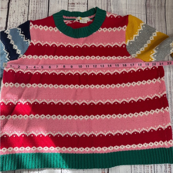 Boden Wool/Cotton Blend Crew Neck Sweater, Navy/Pink, Striped Preppy M (10) - Picture 5 of 6